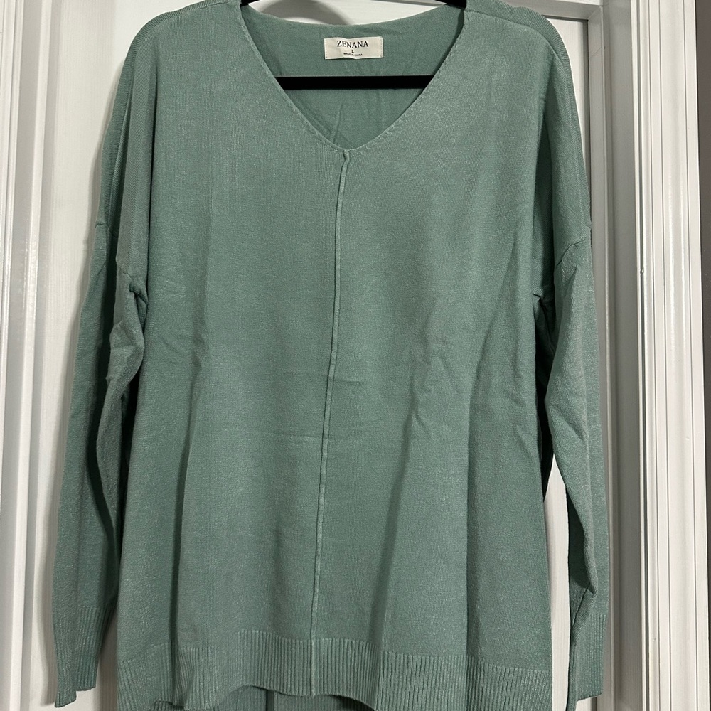 Zenana Outfitters Mint V-Neck Top